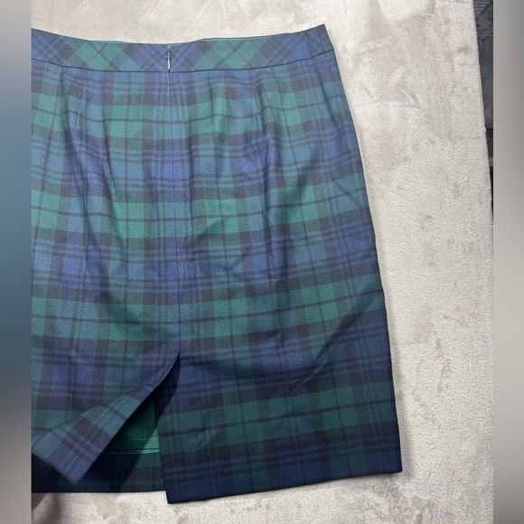 J.Crew Factory Wool Blend The Pencil Skirt Blue Black Green Tartan Plaid Size 6 - Picture 9 of 13